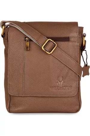 WildHorn Men Brown Leather Structured Sling Bag