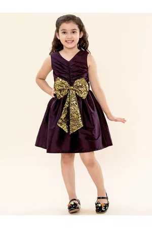 A.T.U.N. A T U N Burgundy & Gold-Toned Sequined Party Dress