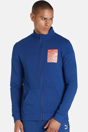 PUMA Men Blue Graphic Logo Slim Fit Jacket