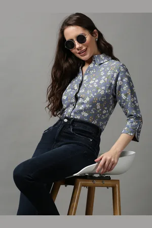 SHOWOFF Women Blue Floral Printed Casual Shirt