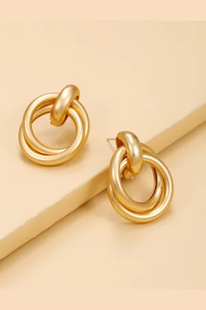 Yellow Chimes Women Gold-Toned Circular Studs Earrings