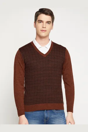 Duke Men Rust Checked Pullover