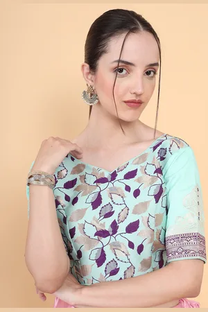 Mimosa Women Woven Design Readymade Saree Blouse