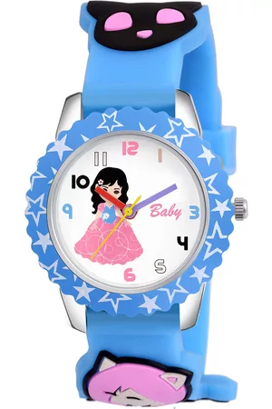 Kool Unisex Kids Brass Printed Dial & Blue Straps Analogue Watch