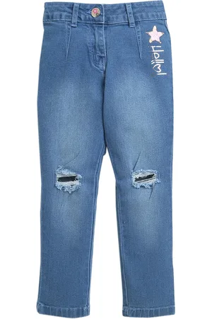 Tiny Girl Girls Blue Mildly Distressed Light Fade Cotton Jeans