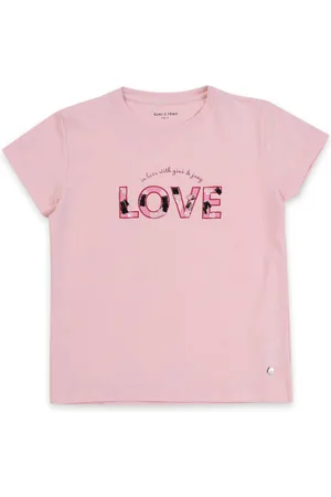 Gini and Jony Girls Pink Typography Printed T-shirt