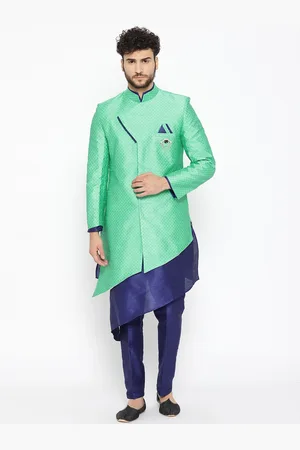 SG Men Green & Blue Sherwani Set