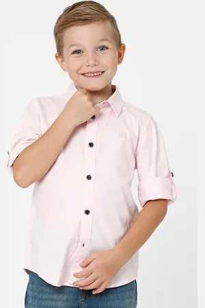 KATE & OSCAR Boys Pink Standard Cotton Casual Shirt