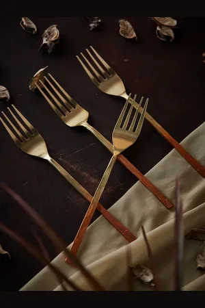 Fabindia Set of 4 Gold-Toned Dinner Fork