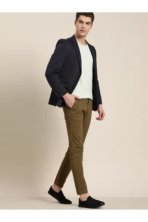 Invictus Men Navy Blue Solid Single-Breasted Blazer
