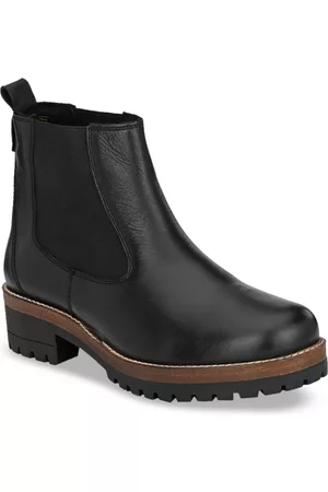 Delize Women Black Solid Leather Mid-Top Flat Boots