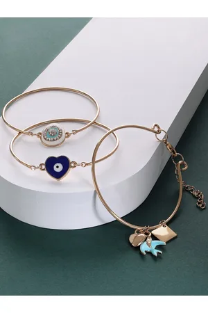 Buy Zaveri Pearls Set of 2 Multicolor Enamel Multistrand Bead Crescent  Bracelet Online