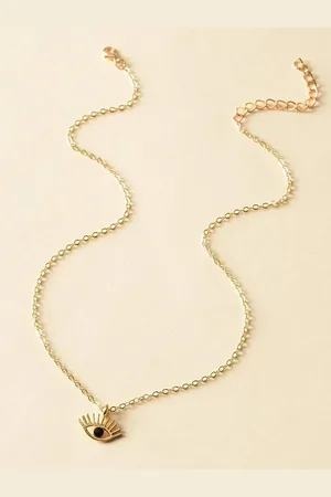 Pinapes Unisex Gold-Toned & Black Gold-Plated Enamelled Necklace