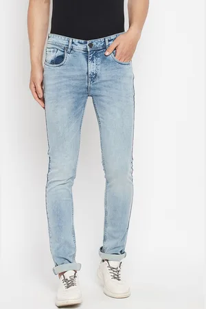 Duke Men Blue Slim Fit Low Distress Heavy Fade Stretchable Jeans