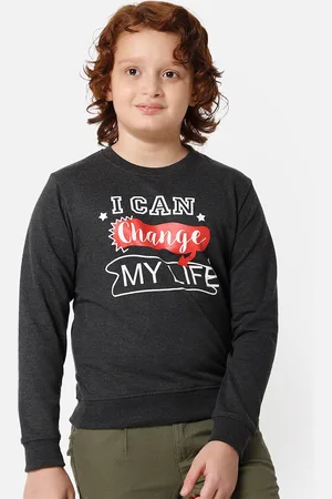 DYCA Boys Charcoal Printed Cotton Sweatshirt