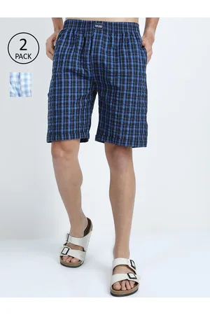 Highlander Men Pack of 2 Blue Checked Boxer Shorts