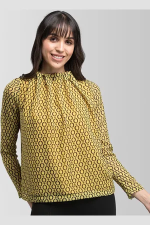 FableStreet Women Yellow Printed Top