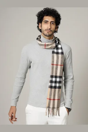 HANDICRAFT PALACE Men Beige & Black Checked Wool Muffler