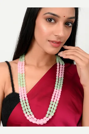 Silvermerc Designs Unisex Gold-Toned & Green Brass Gold-Plated Layered Necklace