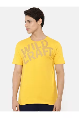Wildcraft Men Yellow Typography Printed Raw Edge T-shirt