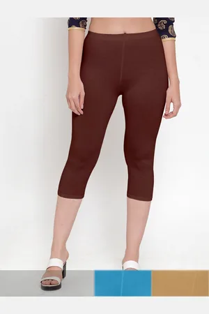 Jinfo Women Brown & Blue Pack Of 3 Solid Capris