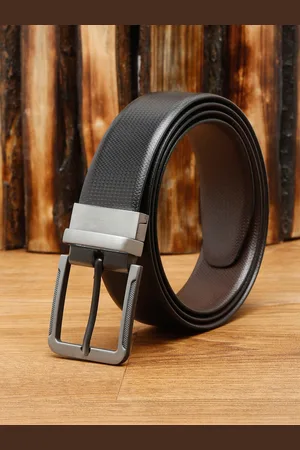 Teakwood Leathers Men Black Textured Leather Formal Belt
