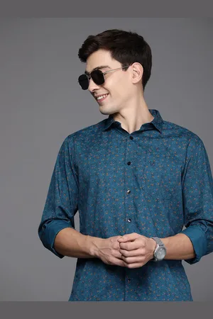 Allen Solly Men Blue & Orange Sport Fit Floral Printed Pure Cotton Casual Shirt