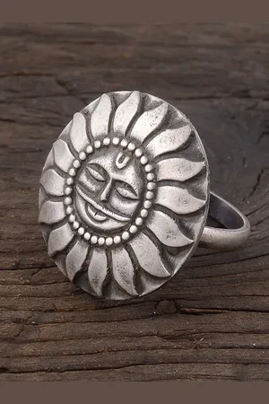 Silvermerc Designs Women Handcrafted 92.5 Sterling Silver Oxidised Ring
