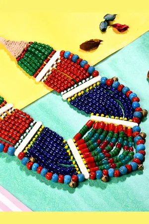 Bamboo Tree Jewels Green & Red Handcrafted Necklace