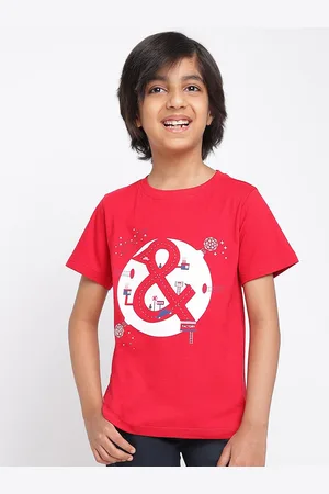 TALES & STORIES Boys Red Typography Printed T-shirt