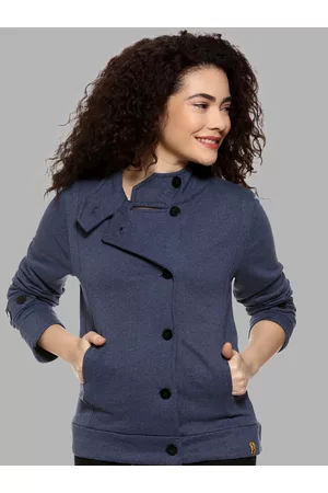 Campus Women Blue Windcheater Outdoor Tailored Jacket