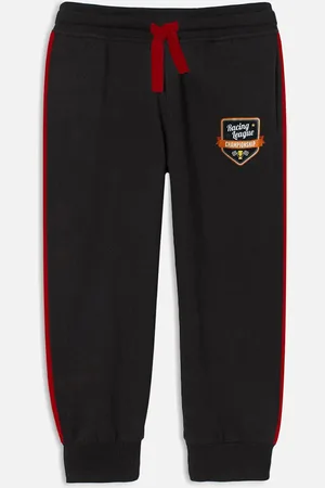 Miss & Chief Boys Black Solid Pure Cotton Joggers