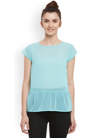 Miss Chase Women Blue Solid Top