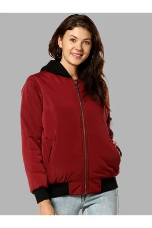 Campus Women Red Black Colourblocked Padded Jacket