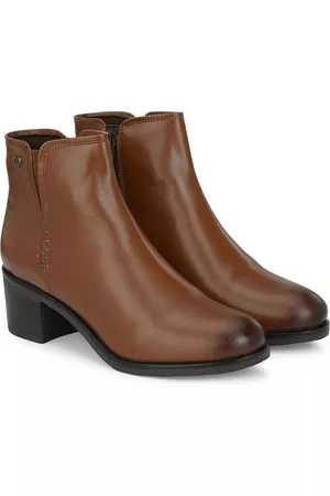 Delize Women Tan-Brown Solid Vegan Leather Chelsea Boots