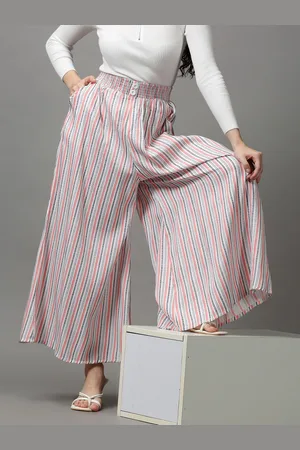 SHOWOFF Women Multicoloured Striped Flared Culottes Trouser