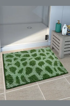 Athom Trendz Green Printed Anti-Skid Bath Rug