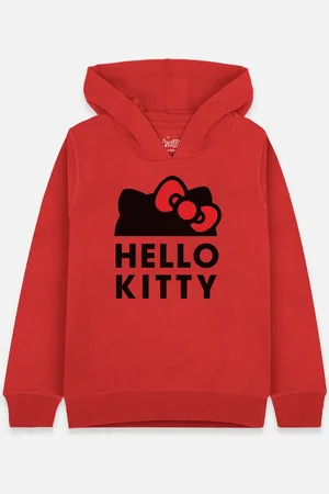 Kidsville Girls Red Hello Kitty Printed Hooded Sweatshirt