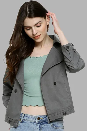 Campus Women Grey Windcheater Outdoor Denim Jacket