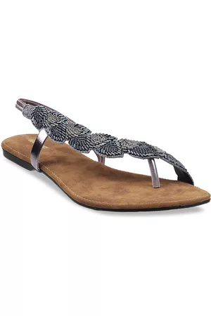 Metro Women Grey Embellished One Toe Flats
