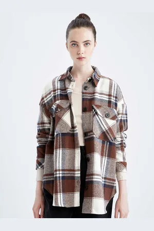 DeFacto Women Brown Checked Casual Shirt