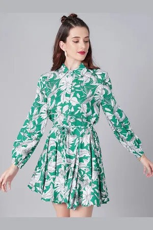 Cation Women Green & Grey Floral Dress