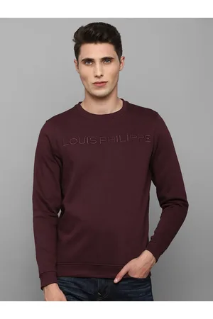 Buy Louis Philippe Jeans Maroon Cotton Printed Hooded SweatShirt