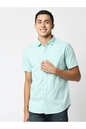 VALEN CLUB Men Blue Slim Fit Printed Pure Cotton Casual Shirt