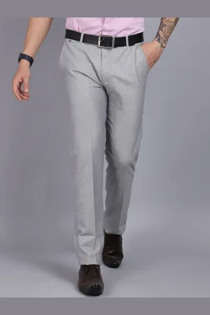 CANTABIL Men Grey Formal Cotton Trouser