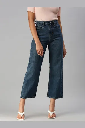 SHOWOFF Women Blue Straight Fit High-Rise Light Fade Stretchable Jeans