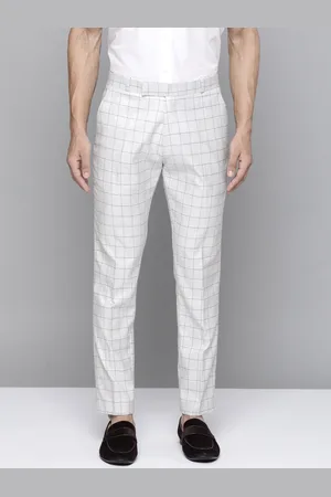 DENNISON Men Grey Checked Smart Tapered Fit Trousers
