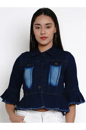 Buy Fort Collins Women Blue Solid Bomber - Jackets for Women 7798531 |  Myntra