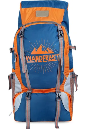 Leather World Unisex Blue & Orange Colourblocked 65 L Backpack
