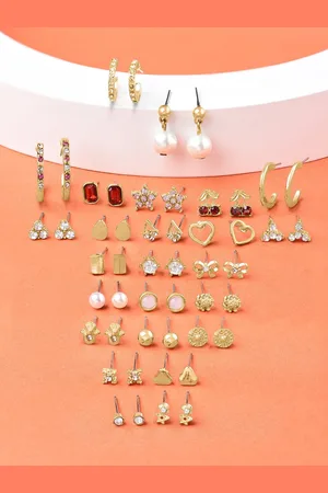 Ami Gold-Plated Set of 25 Contemporary Drop Earrings
